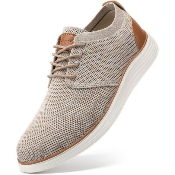 ⚡VILOCY Men's Beige Tan Fashion Business Comfortable Breathable Dress Sneaker - Picture 1 of 8
